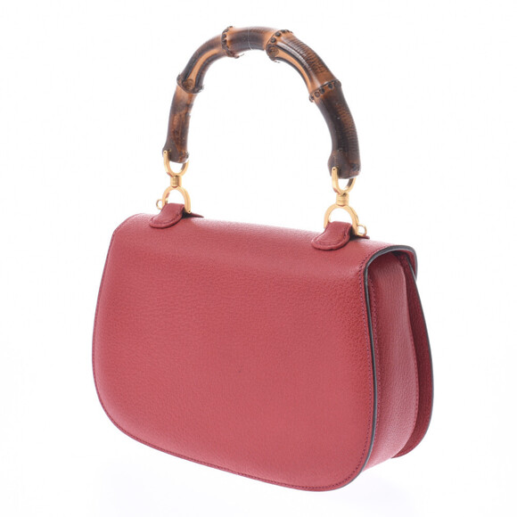 Gucci Handbags - Gucci Bag Handbag Handle Bamboo Pigskin Red Top